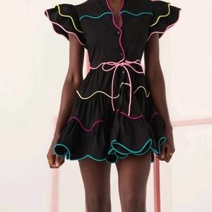 CeliaB Black Mini Dress with Vibrant Trim